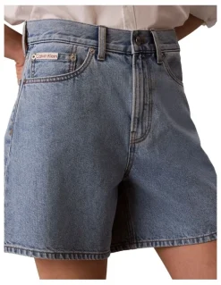 Calvin Klein Jeans Hi Rise A-Line Denim Shorts in Coastal Light