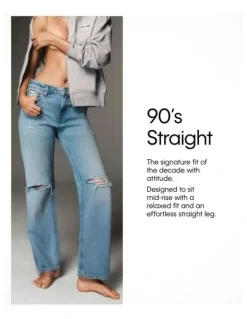 Calvin Klein Jeans Signature 90's Straight Jeans in True Indigo