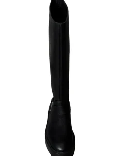 Calvin Klein Leather Stacked Heel Biker Boots in Black