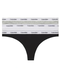 Calvin Klein Modern Logo Low Rise Thong 3 Pack in Multi