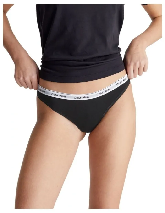 Calvin Klein Modern Logo Thong in Black