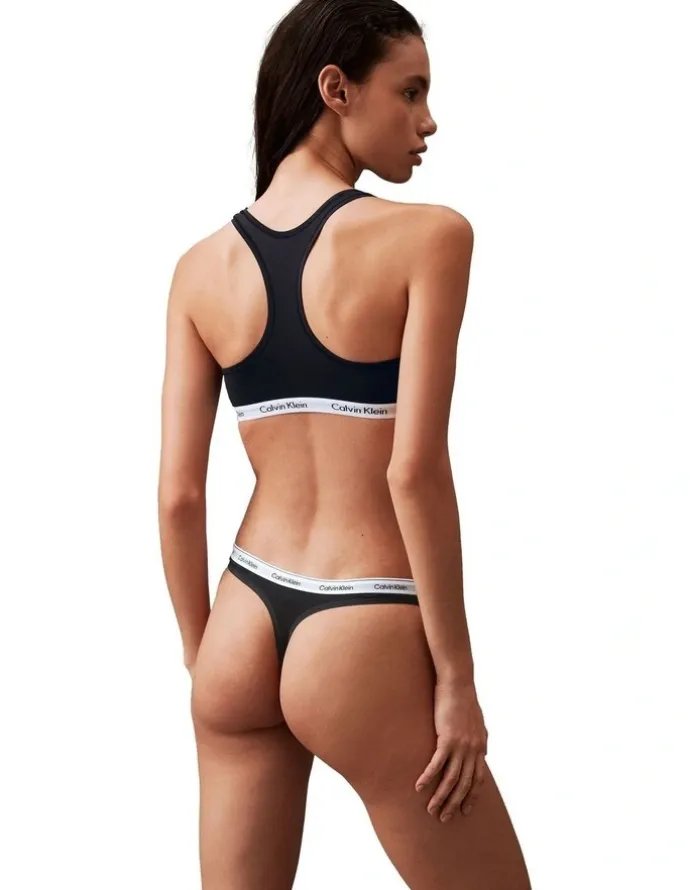 Calvin Klein Modern Logo Low Rise Thong 3 Pack in Black