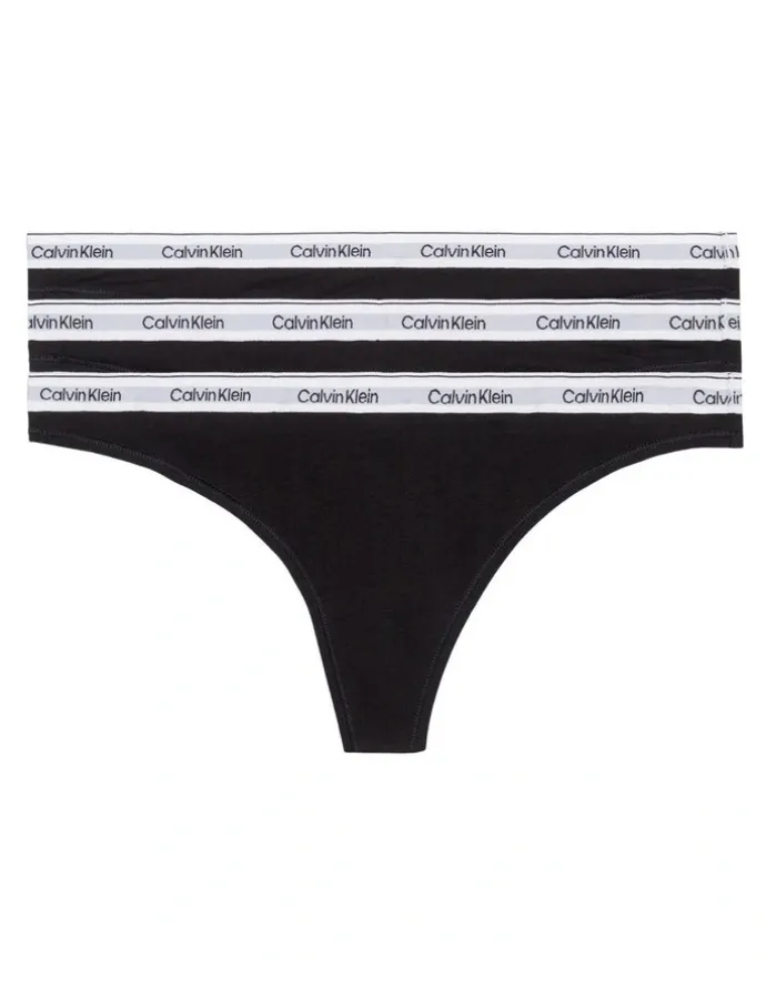 Calvin Klein Modern Logo Low Rise Thong 3 Pack in Black