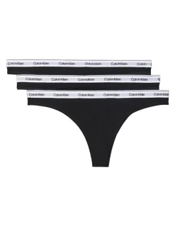 Calvin Klein Modern Logo Low Rise Thong 3 Pack in Black