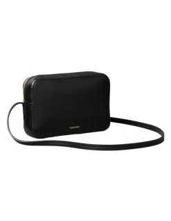 Calvin Klein Monogram Logo Hardware Crossbody Camera Bag in Black