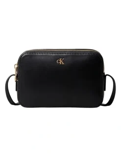 Calvin Klein Monogram Logo Hardware Crossbody Camera Bag in Black