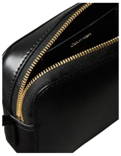 Calvin Klein Monogram Logo Hardware Crossbody Camera Bag in Black