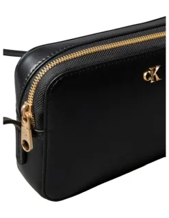 Calvin Klein Monogram Logo Hardware Crossbody Camera Bag in Black