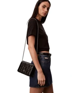 Calvin Klein Quilted Mini Chain Crossbody Bag in Black