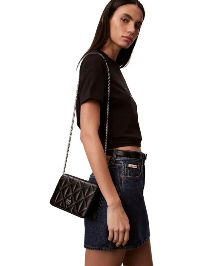 Calvin Klein Quilted Mini Chain Crossbody Bag in Black