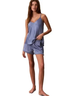 Calvin Klein Satin Sheen Piping Cami in Blue Tulip