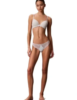 Calvin Klein Sensual Stretch Lace Thong in Sky Gray