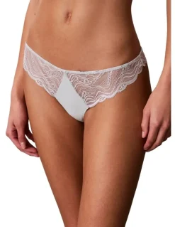 Calvin Klein Sensual Stretch Lace Thong in Sky Gray