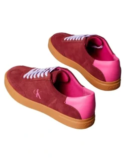 Calvin Klein Suede Signature Logo Trainers Sneaker in Red