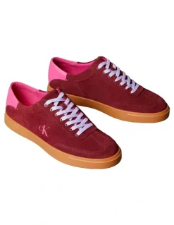 Calvin Klein Suede Signature Logo Trainers Sneaker in Red