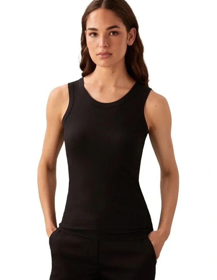 Calvin Klein Women Modal Rib Tank in Black