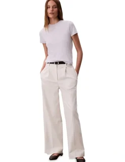 Calvin Klein Women Short Sleeve Supima Crewneck in Beige