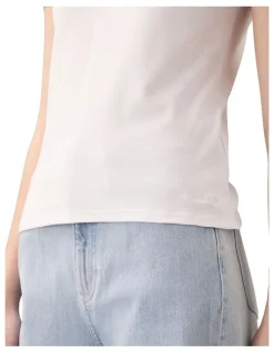 Calvin Klein Women Short Sleeve Supima Crewneck Tee in White