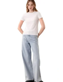 Calvin Klein Women Short Sleeve Supima Crewneck Tee in White