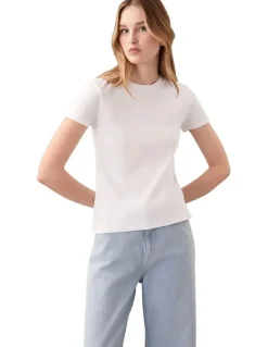 Calvin Klein Women Short Sleeve Supima Crewneck Tee in White