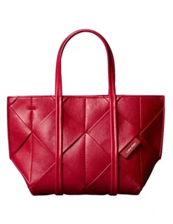Calvin Klein Woven Mini Crossbody Tote Bag in Bordeaux Wine