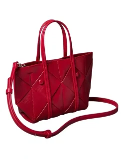 Calvin Klein Woven Mini Crossbody Tote Bag in Bordeaux Wine