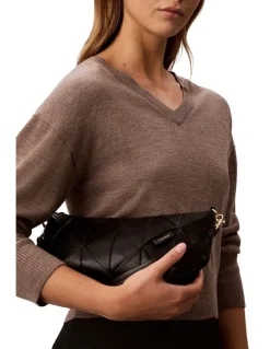 Calvin Klein Woven Shoulder Bag in Black