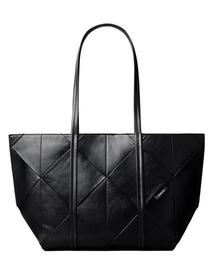 Calvin Klein Woven Tote Bag in Black