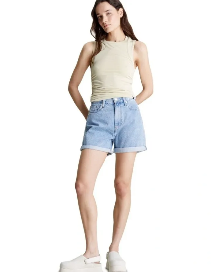 Calvin Klein Jeans Mom Short in Light Blue