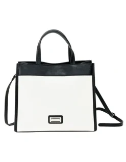 Cellini Sport Deborah Satchel Bag in White/Black