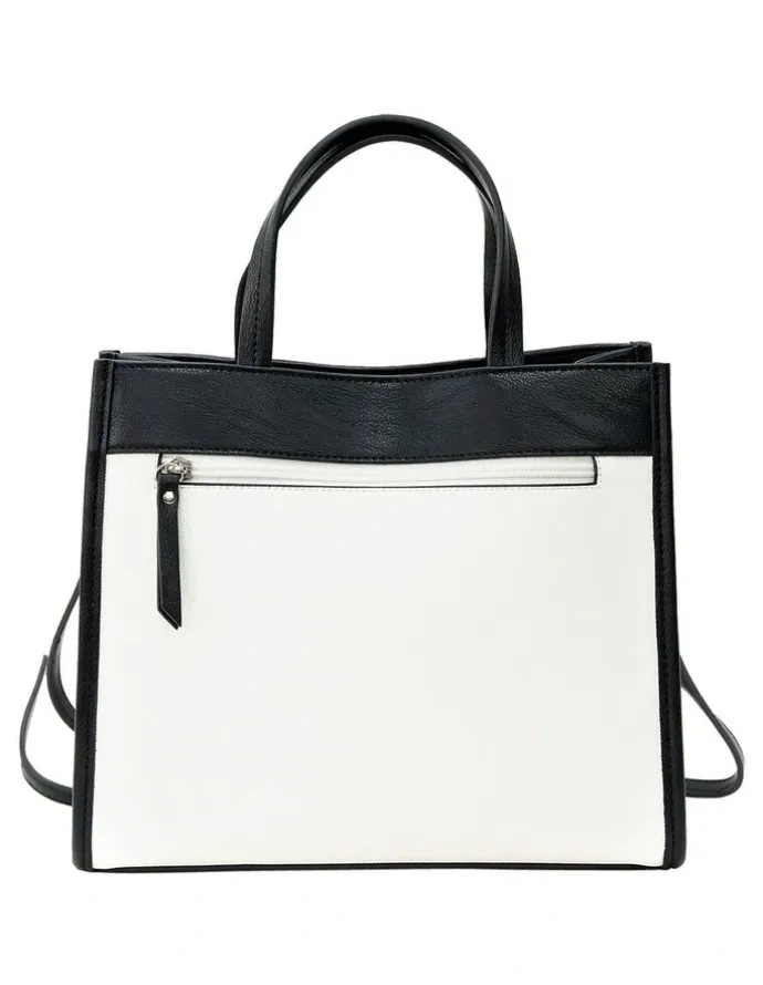 Cellini Sport Deborah Satchel Bag in White/Black