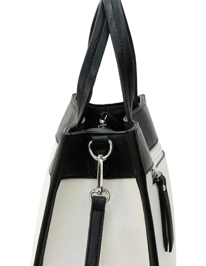 Cellini Sport Deborah Satchel Bag in White/Black