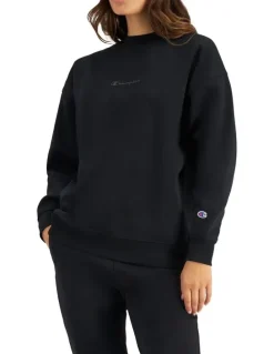 Champion Champion Script Tonal Crew Sweater in Black