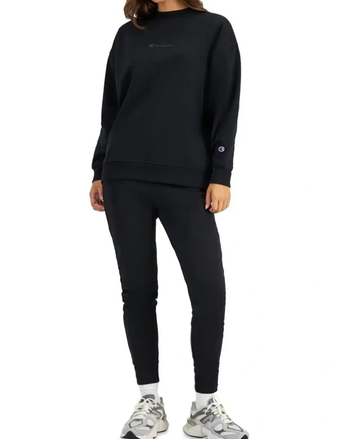 Champion Champion Script Tonal Crew Sweater in Black
