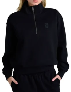 Champion Rochester Base Quarter Zip Sweater in Black
