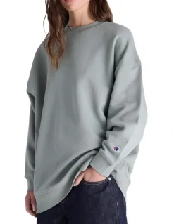 Champion Tonal Script Pullover Jumper in Green