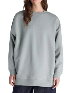 Champion Tonal Script Pullover Jumper in Green