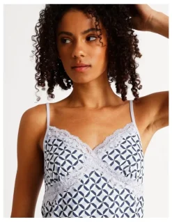 Chloe & Lola Aurora Cami Boxer PJ Set in Steel Blue Tile Print