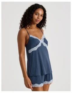 Chloe & Lola Aurora Cami Boxer PJ Set in Steel Blue