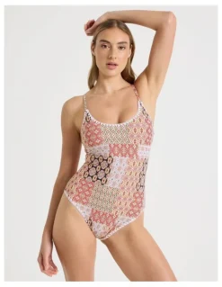 Chloe & Lola Bonnie Crochet Swimsuit in Painted Patchwork Print