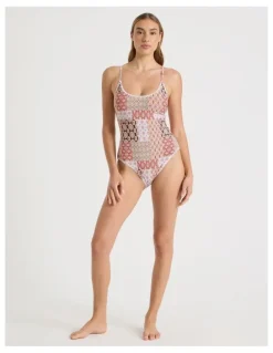 Chloe & Lola Bonnie Crochet Swimsuit in Painted Patchwork Print