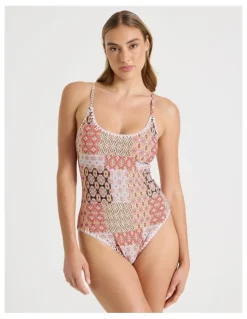 Chloe & Lola Bonnie Crochet Swimsuit in Painted Patchwork Print