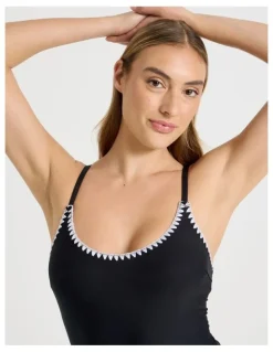 Chloe & Lola Bonnie Crochet Swimsuit in Black/Ecru