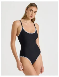 Chloe & Lola Bonnie Crochet Swimsuit in Black/Ecru