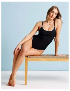 Chloe & Lola Bonnie Crochet Swimsuit in Black/Ecru