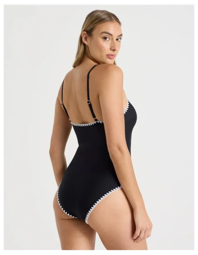Chloe & Lola Bonnie Crochet Swimsuit in Black/Ecru