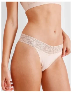 Chloe & Lola Captivate Cotton & Lace Bikini in Beige
