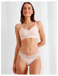 Chloe & Lola Captivate Cotton & Lace Bikini in Beige