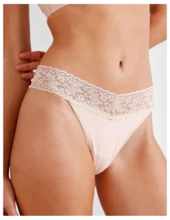 Chloe & Lola Captivate Cotton Lace G-String in Beige