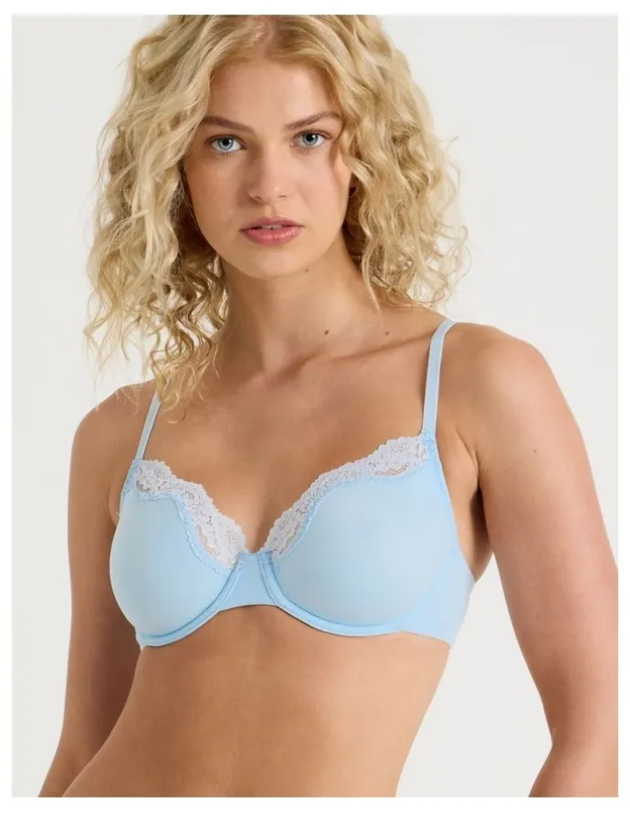 Chloe & Lola Cheeky Lace Underwire Scoop Bra in Blue